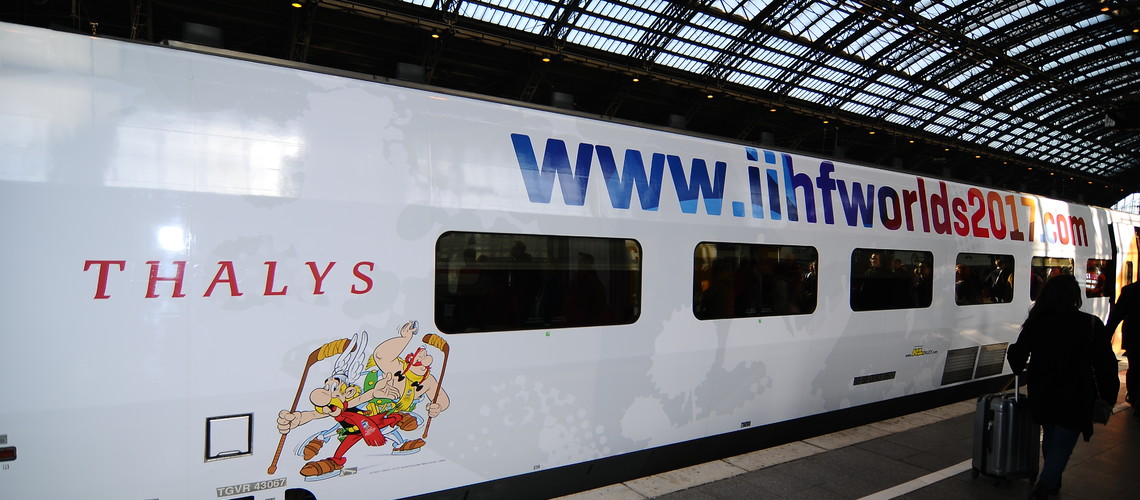 Thalys: Vollfolierung in den offiziellen Farben der 2017 IIHF Eishockey-WM